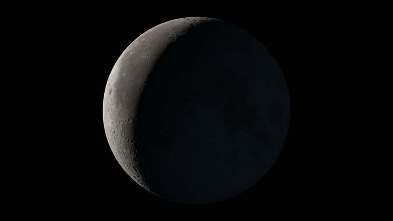 Waxing Crescent Moon — Gray, Dark