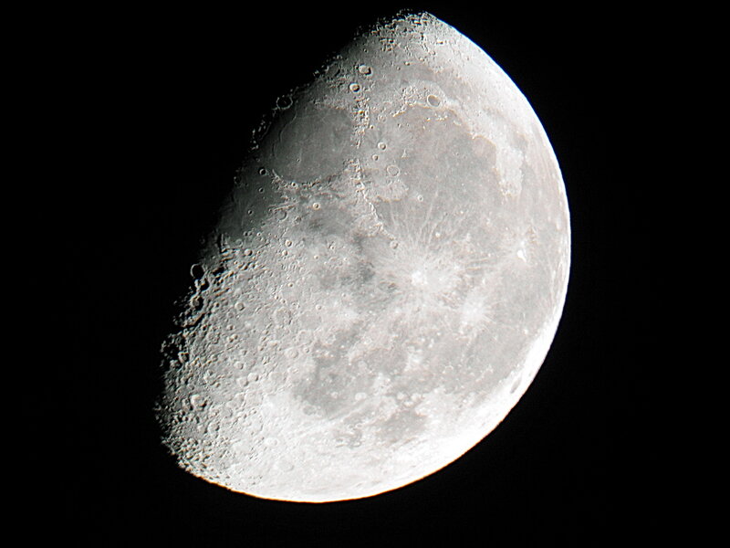 Waxing Crescent Moon — Gray, Dramatic, Night, Photograph, Craters, Lunar Surface
