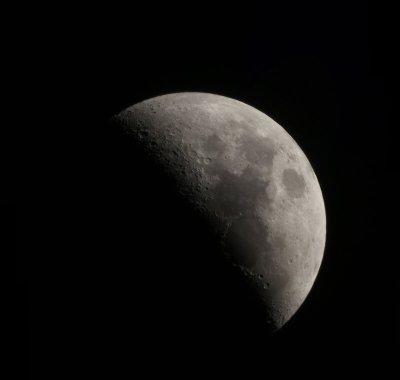 Waxing Crescent Moon — Gray, Dramatic, Night, Photograph, Craters, Space