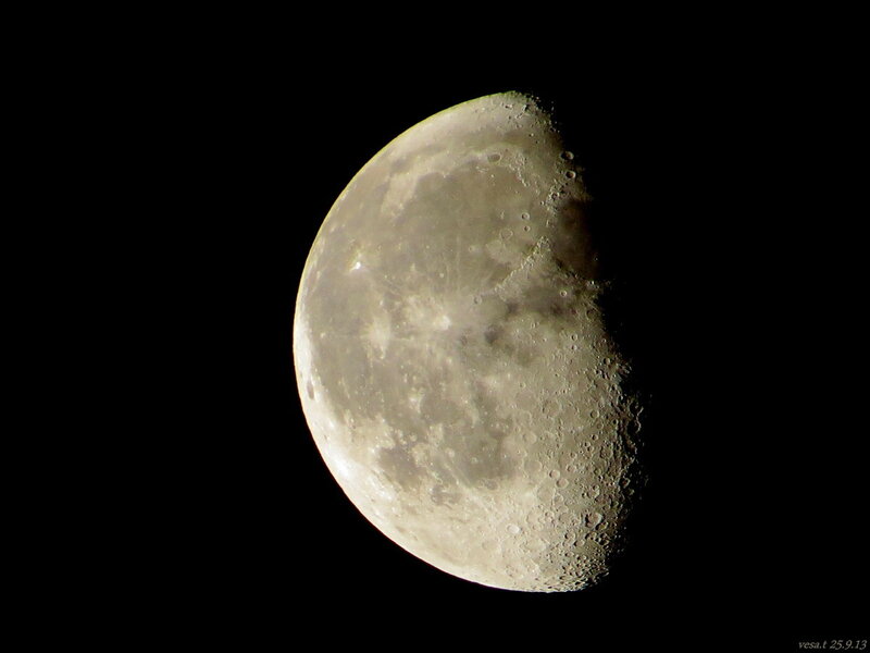 Waxing Crescent Moon — Gray, Dramatic, Night, Photograph, Craters