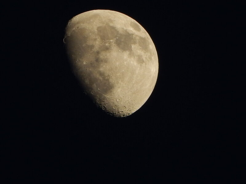 Waxing Gibbous Moon — Gray, Serene, Night