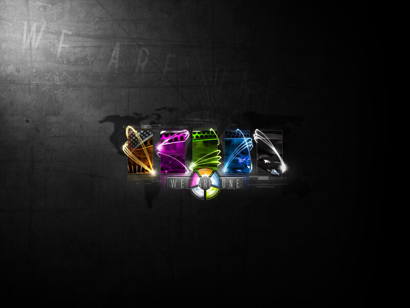 We Are One logo with colorful light effects