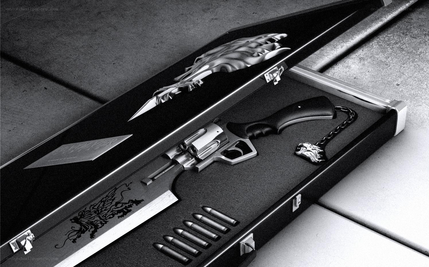 Weapon set in display case