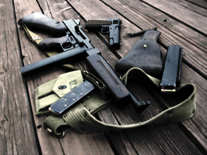 Weapons on wooden deck