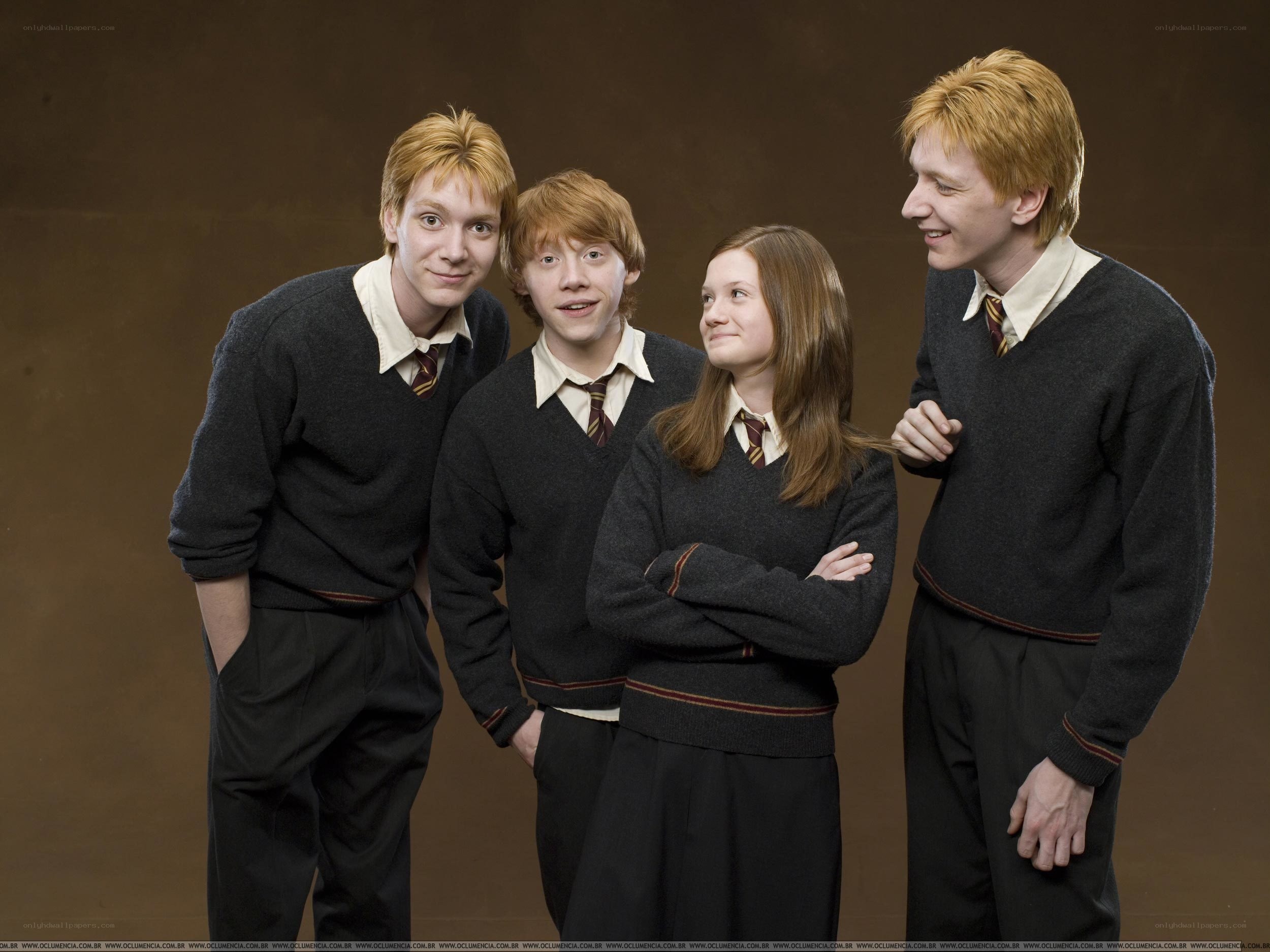 Weasley siblings in school uniforms