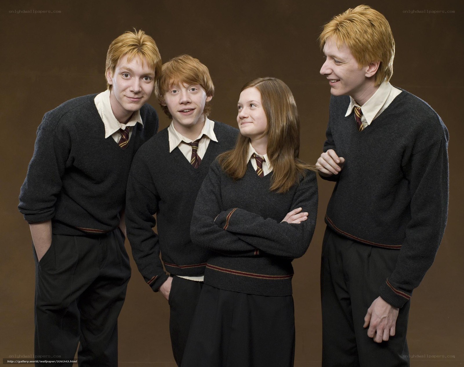 Weasley siblings in school uniforms