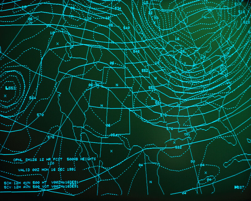 Weather map of North America