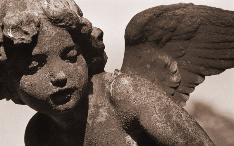 weathered angel statue