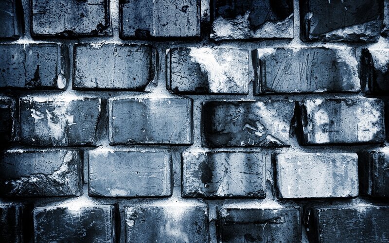 Weathered Brick Wall — Blue, Dramatic