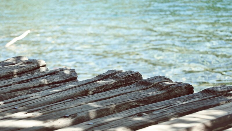 weathered dock by the water