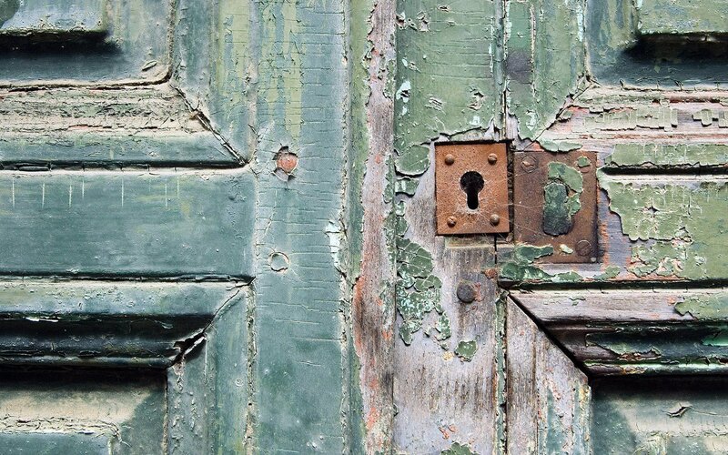 Weathered Green Door