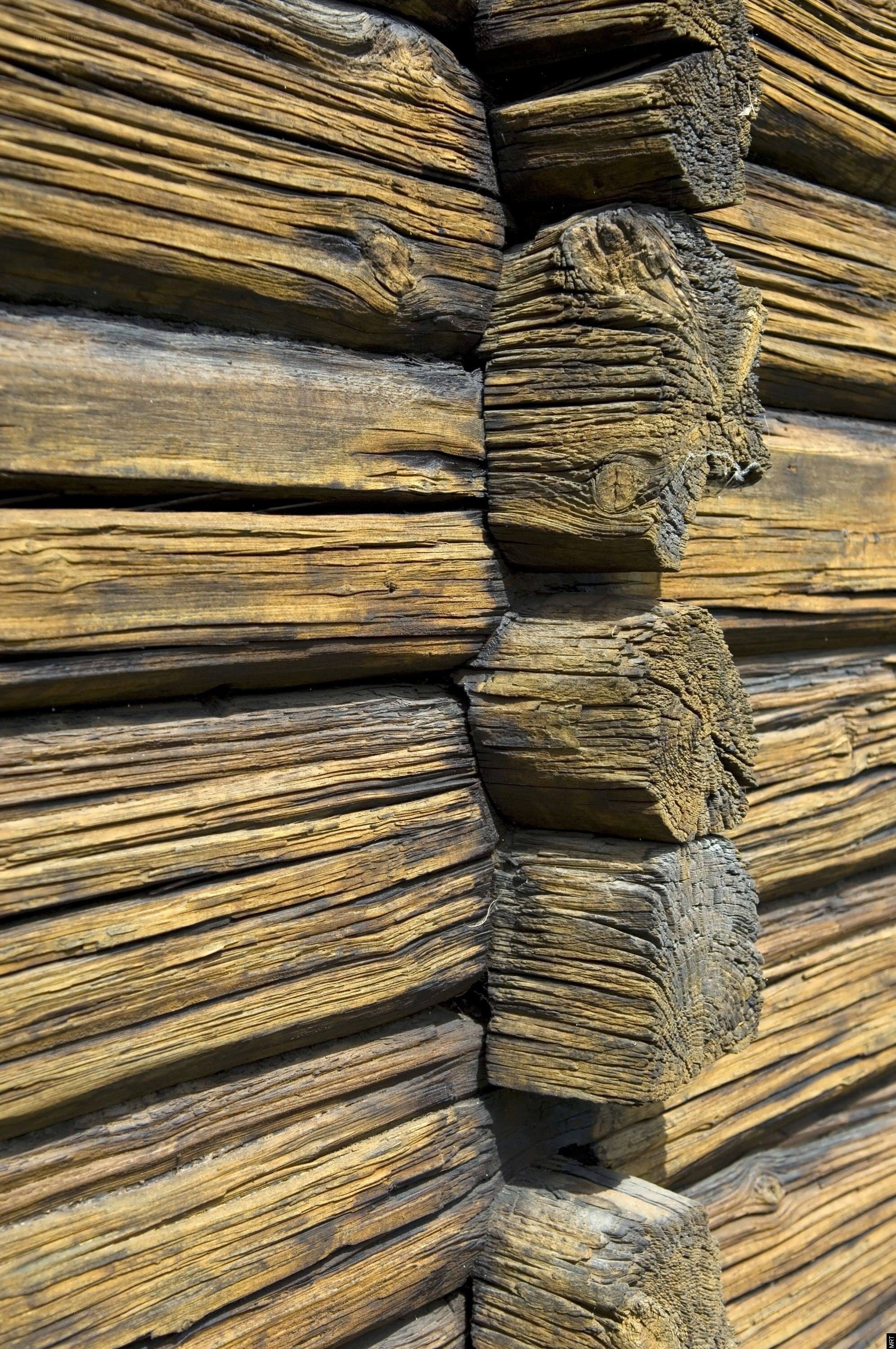 weathered log cabin wall