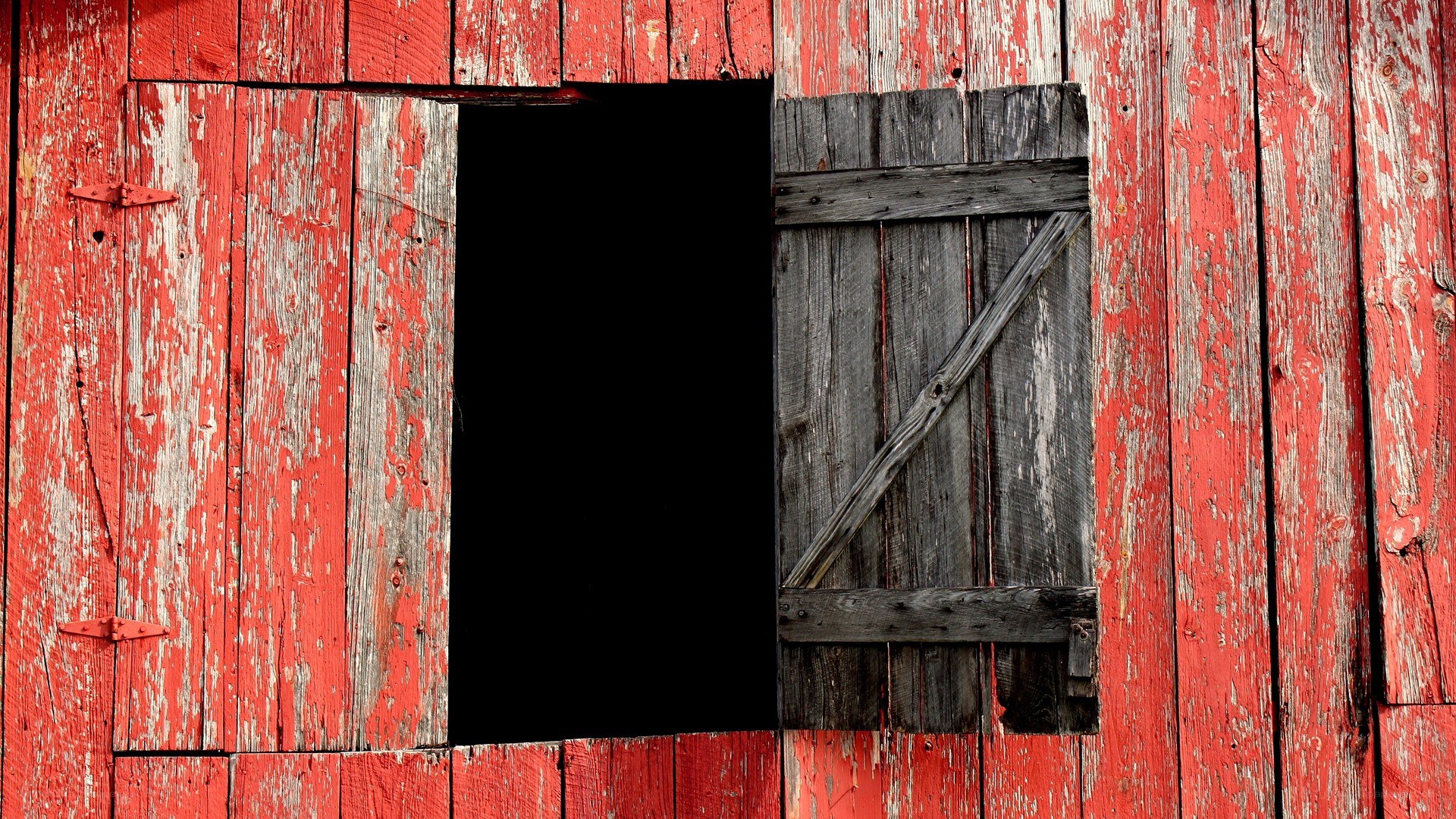 weathered red barn door