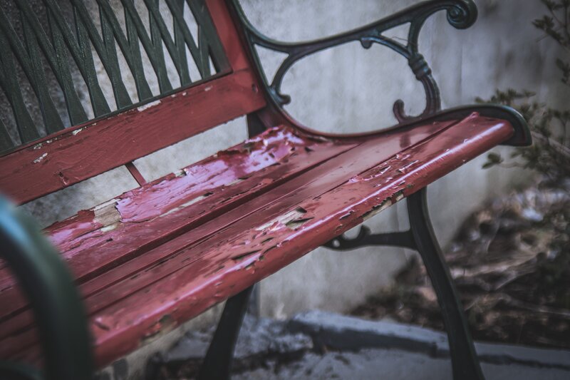 Weathered Red Bench