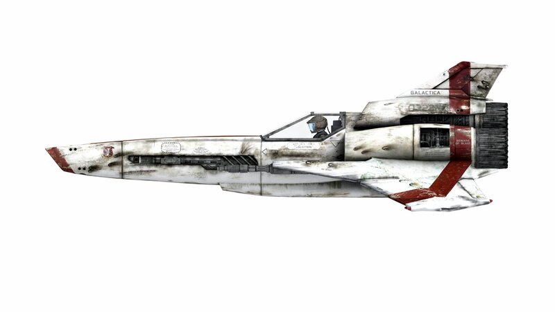 weathered sci-fi fighter jet