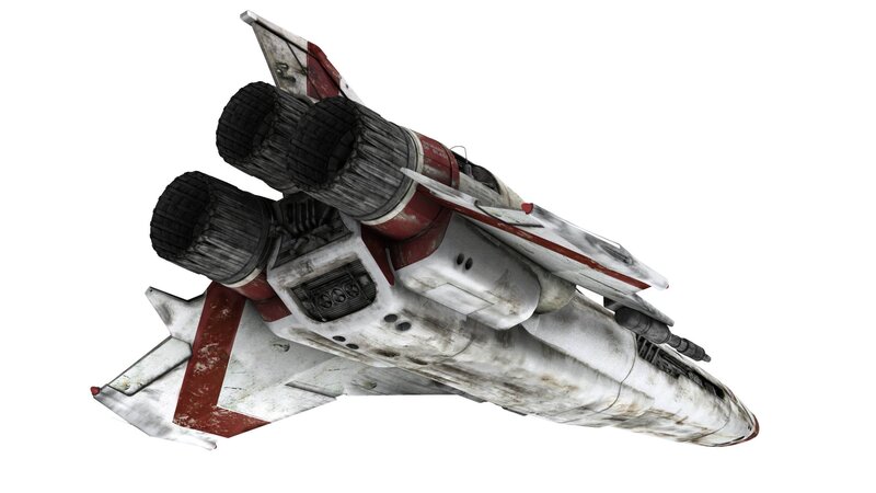 weathered starfighter spacecraft