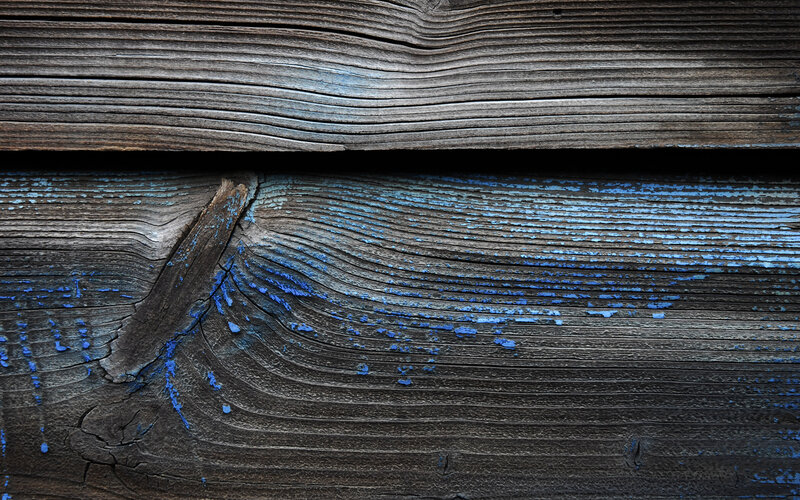 weathered wood with blue paint