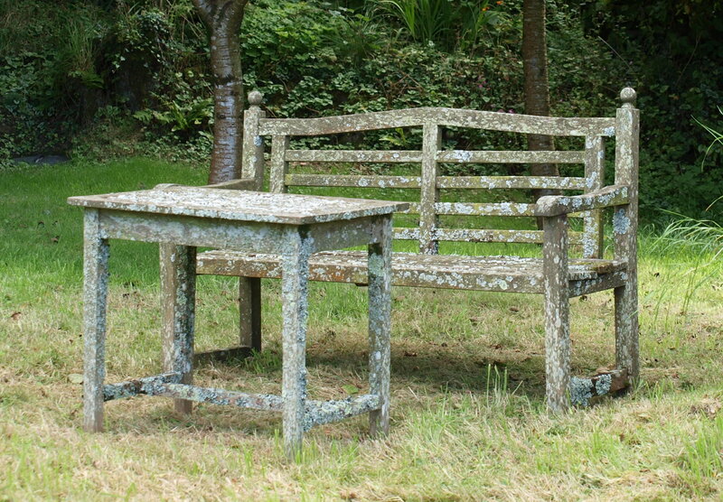 Weathered Wooden Bench — Green
