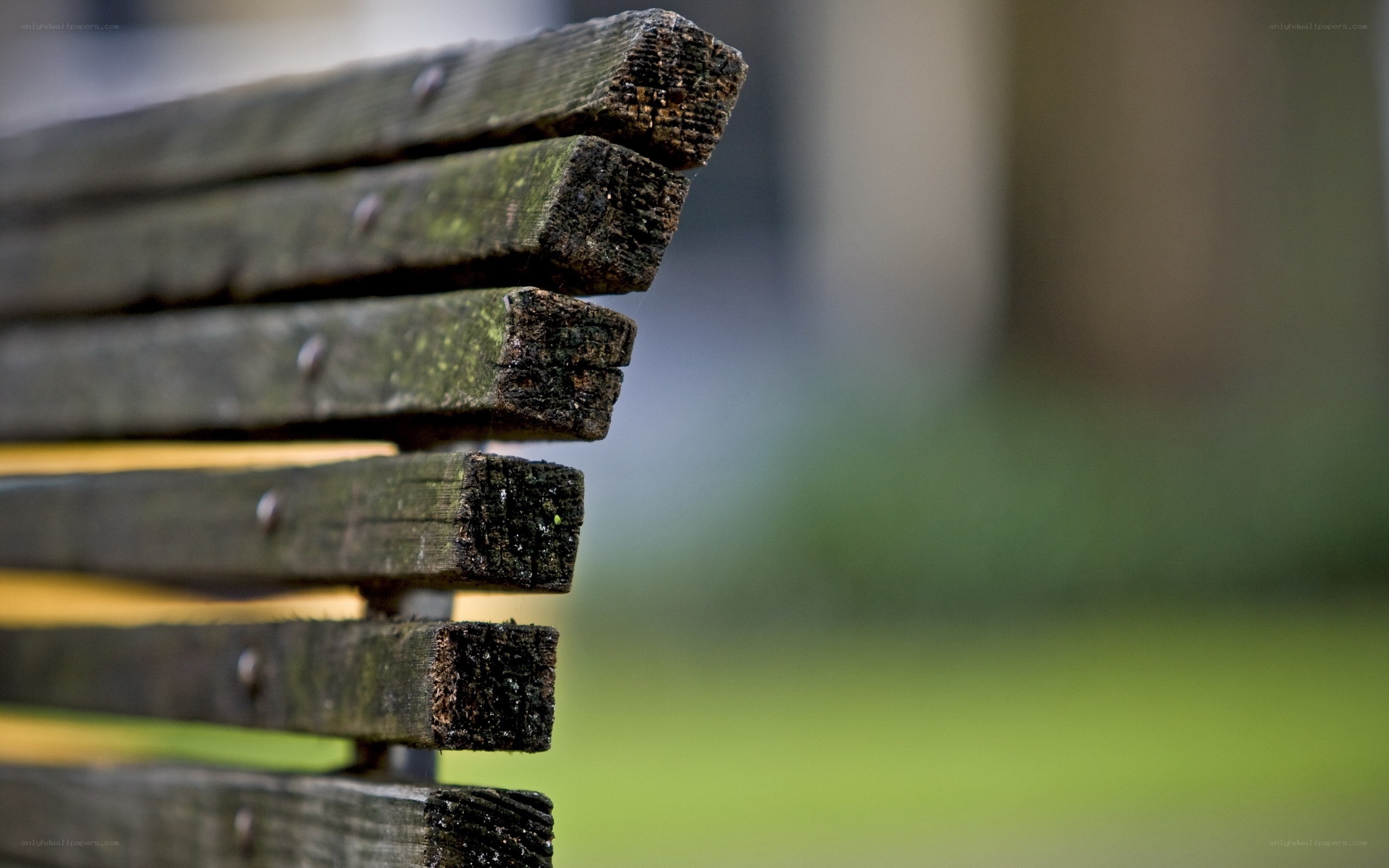 weathered wooden bench slats