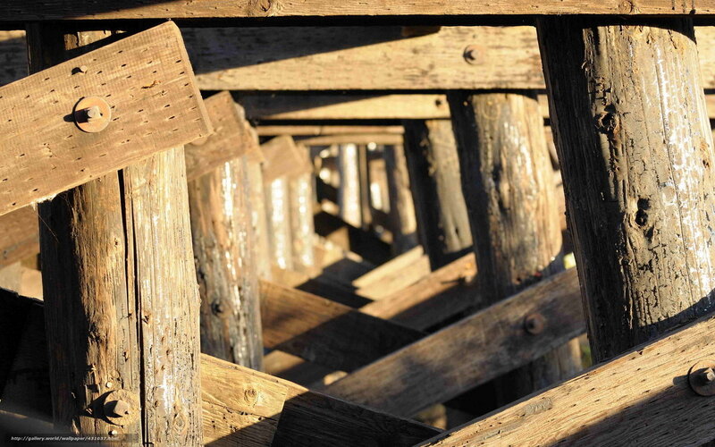 Weathered wooden bridge structure