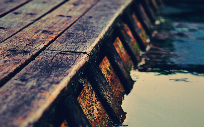 weathered wooden dock edge