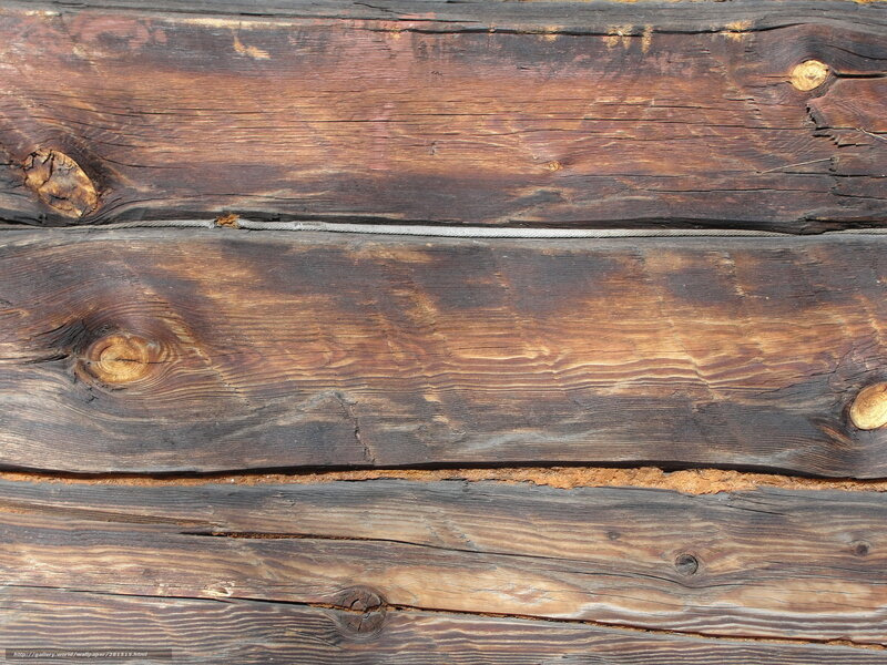 Weathered Wooden Planks — Brown, Textured, Photograph, Knots, Cracks, Rope
