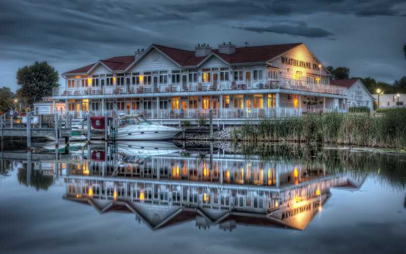 Weathervane Inn Building — Blue, Dramatic, Night
