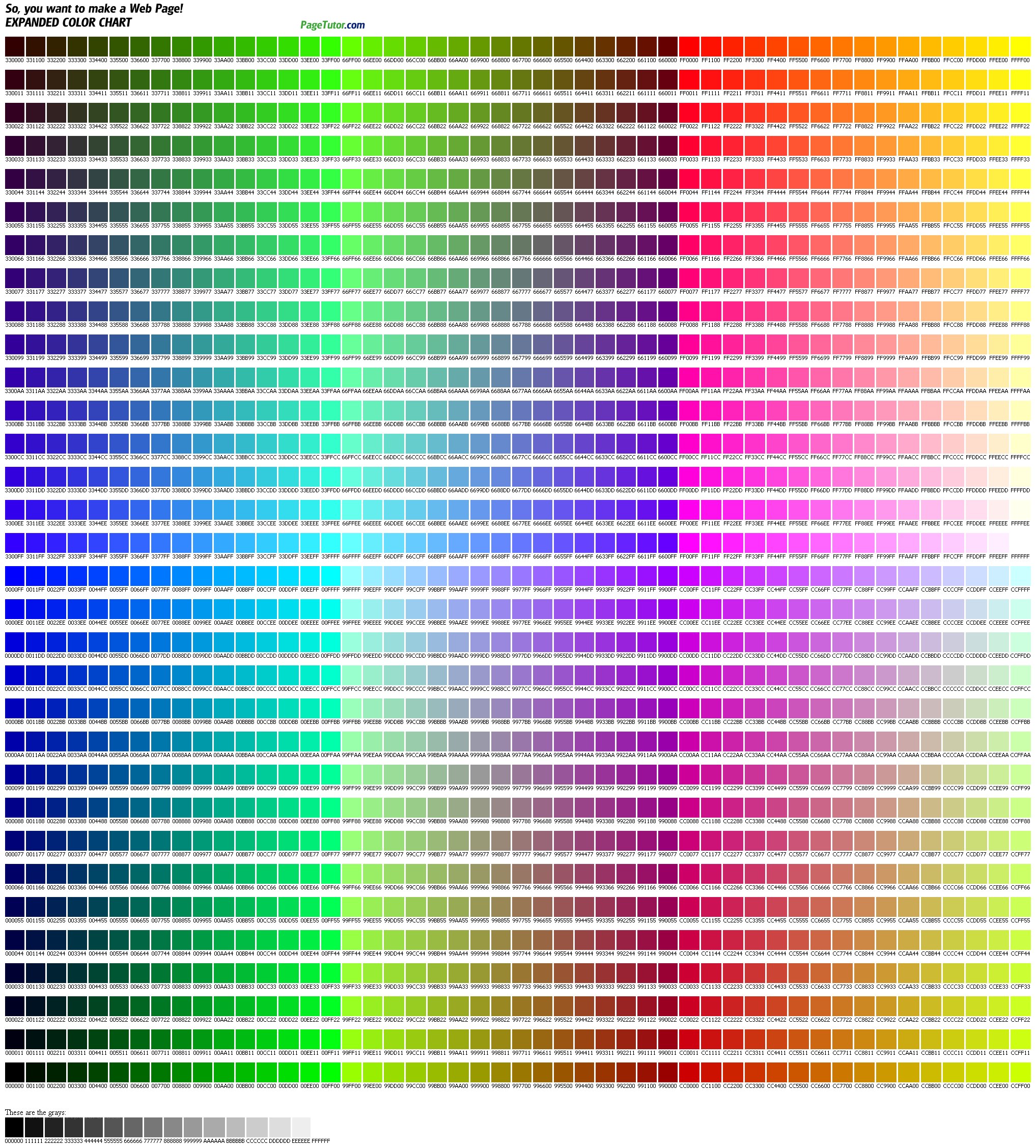 Web Color Chart