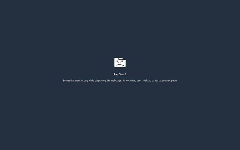 Webpage error screen