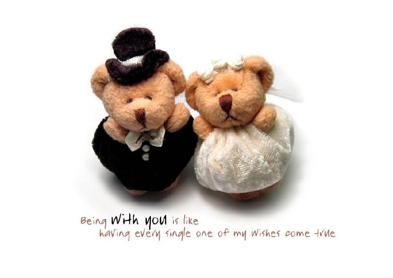 Wedding Bear Couple — White, Romantic, Photograph