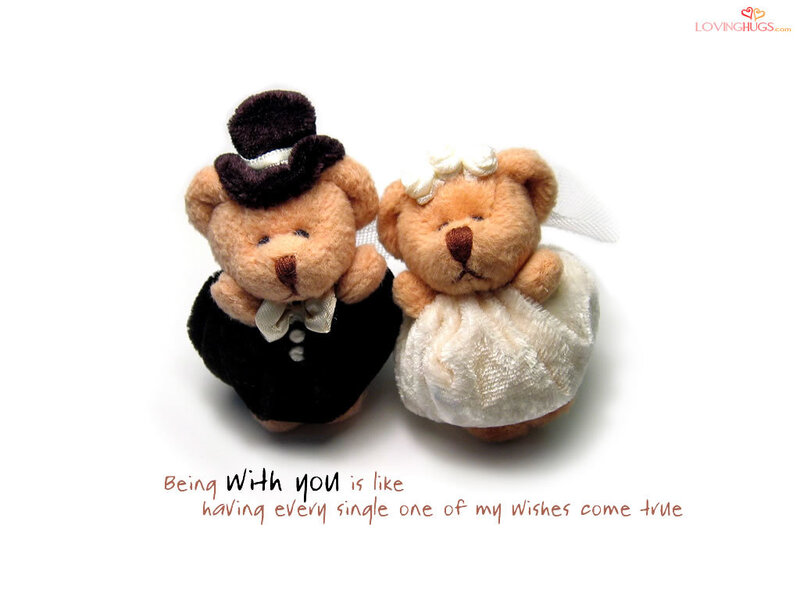 Wedding Bear Couple — White, Romantic, Photograph, Top Hat