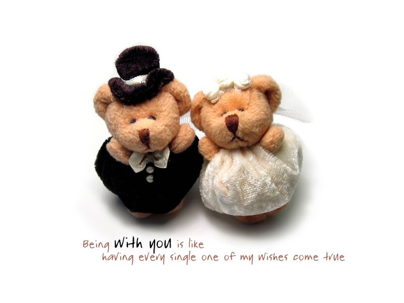 Wedding Bear Couple — White, Romantic