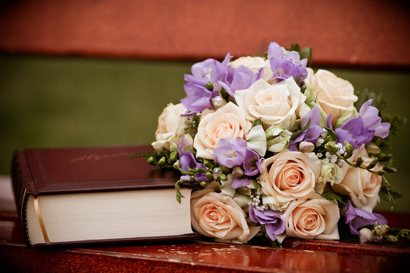 Wedding Bouquet and Book
