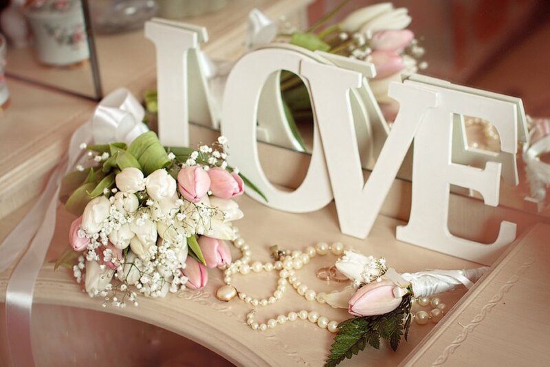 Wedding Bouquet and Letters