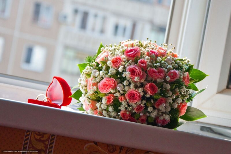 Wedding Bouquet and Ring — Pink