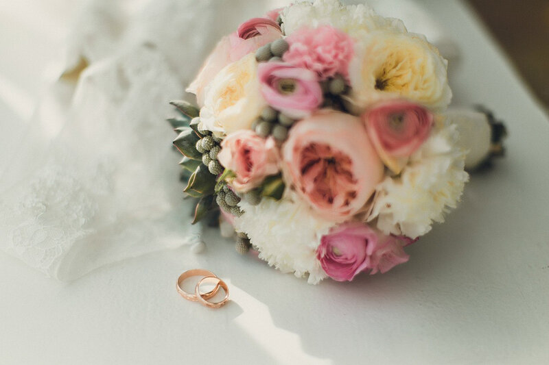 Wedding Bouquet and Rings — Pink, Serene