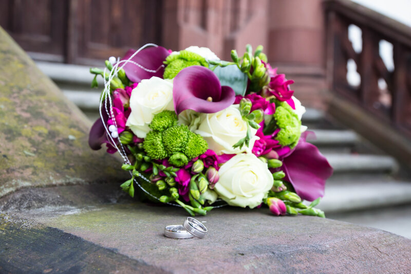 Wedding Bouquet and Rings — Purple, Romantic