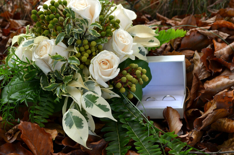 Wedding Bouquet and Rings — White