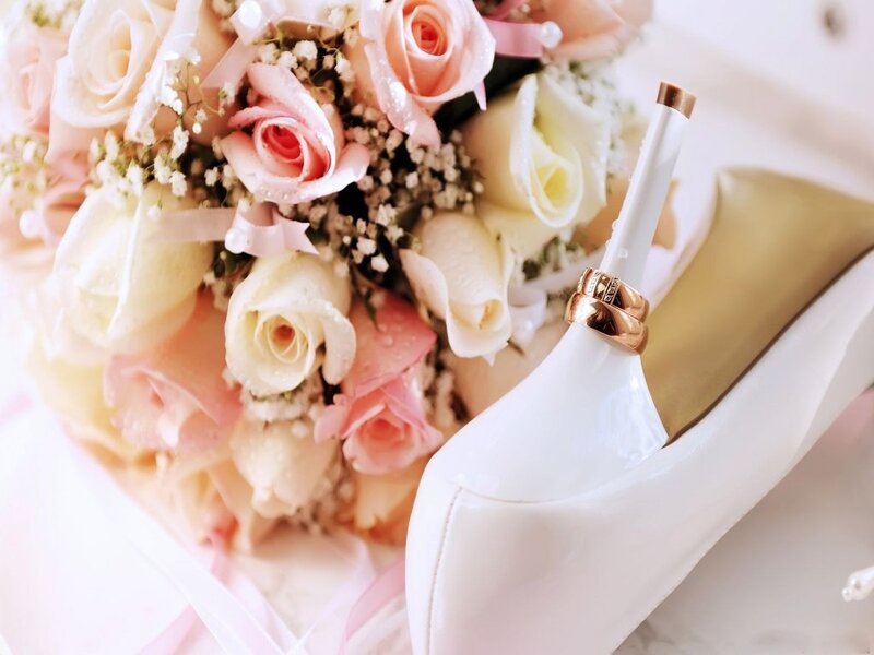 Wedding Bouquet and Shoe