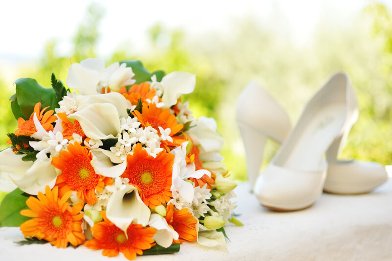 Wedding Bouquet and Shoes — Orange