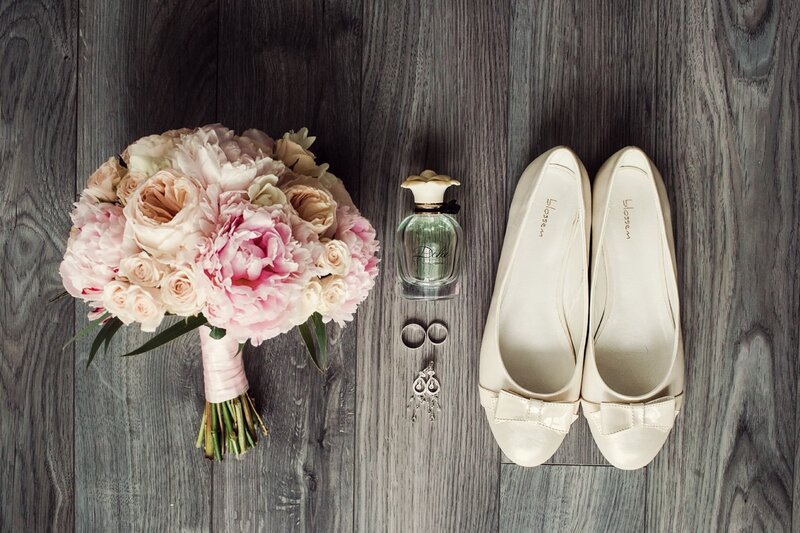 Wedding Bouquet and Shoes — Pink, Serene