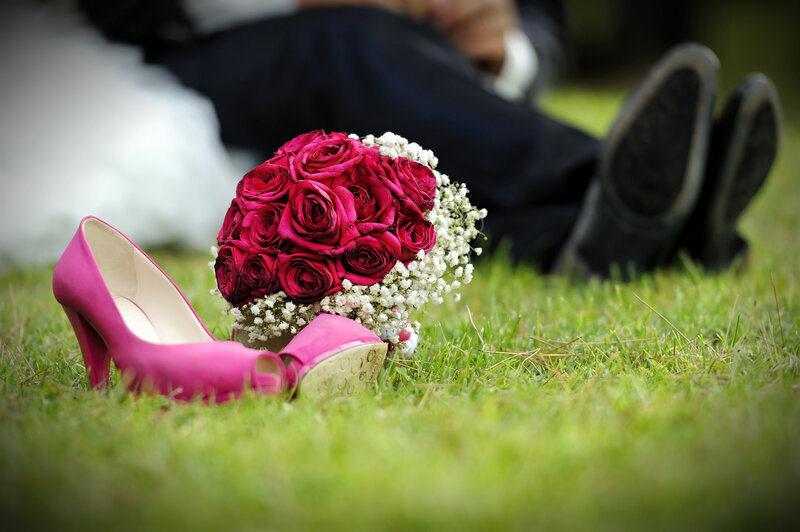 Wedding Bouquet and Shoes — Pink