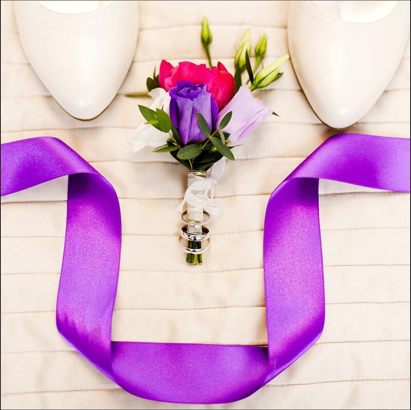 Wedding Bouquet and Shoes — Purple, Elegant