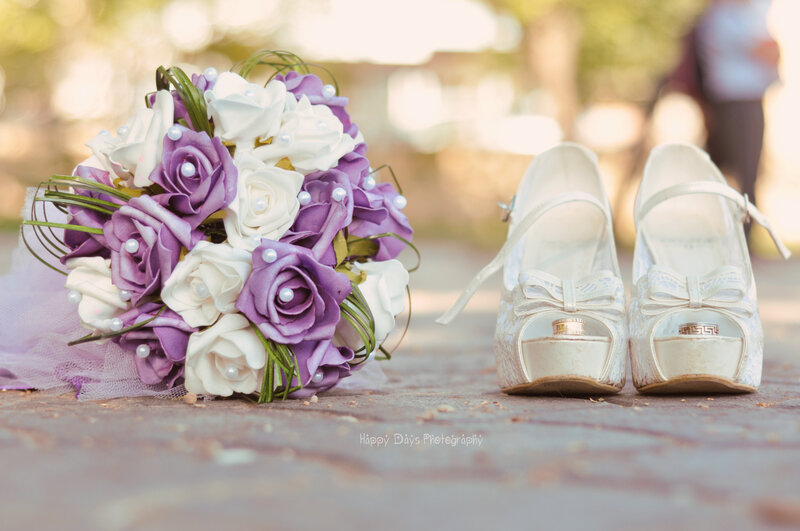 Wedding Bouquet and Shoes — Purple