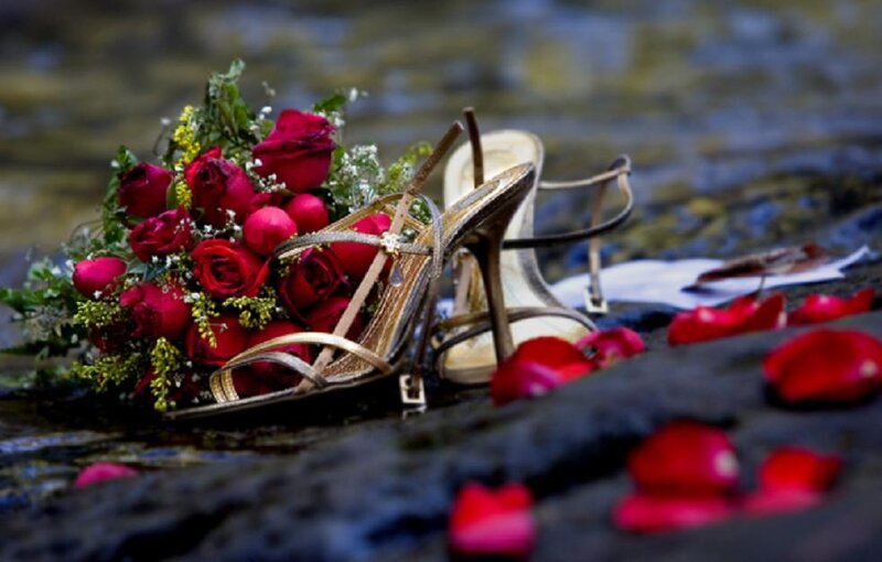 Wedding Bouquet and Shoes