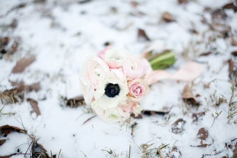 Wedding Bouquet in Snow