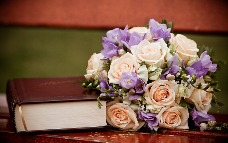 Wedding Bouquet on Book