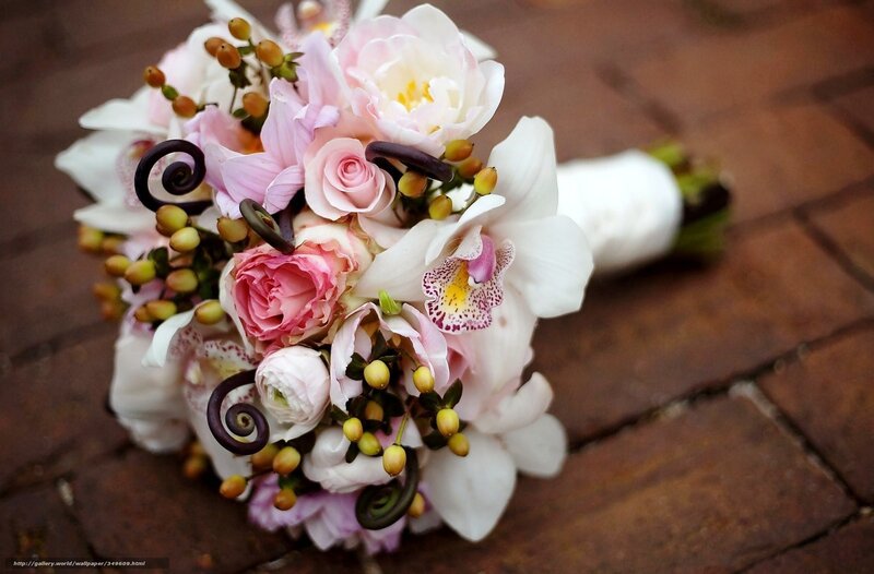 Wedding Bouquet on Brick — Pink, Serene