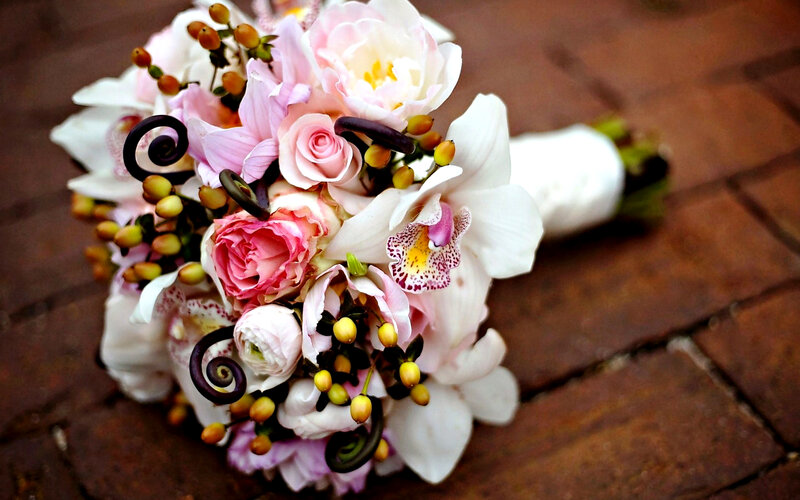 Wedding Bouquet on Brick