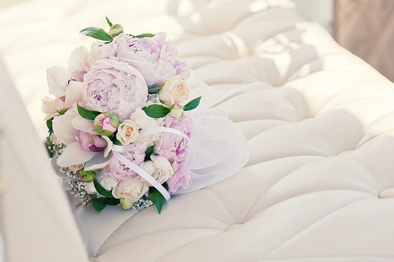 Wedding Bouquet on Couch